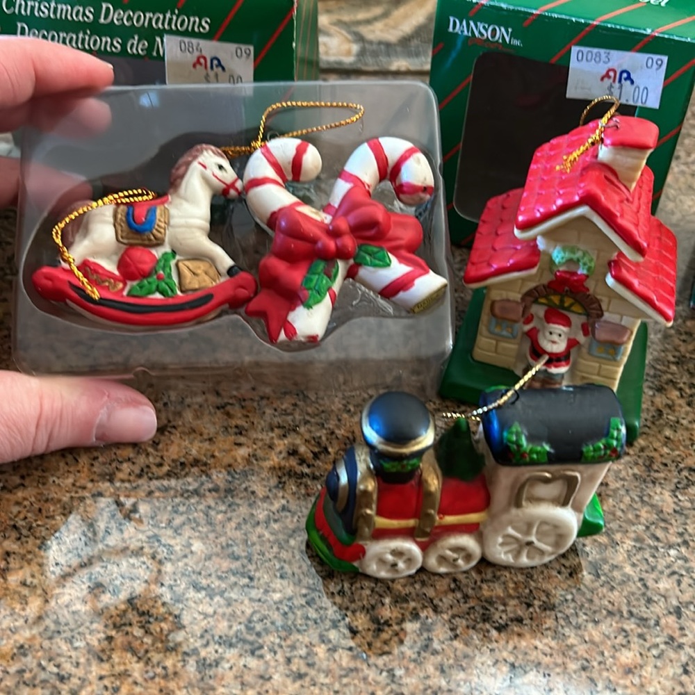 Lot of 3 vintage Danson Porcelain Ornaments